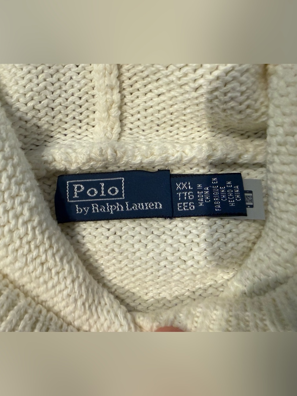 Polo Ralph Lauren Polo Bear Hooded Knit Sweater Parchment Cream Size XXL - Picture 7 of 8